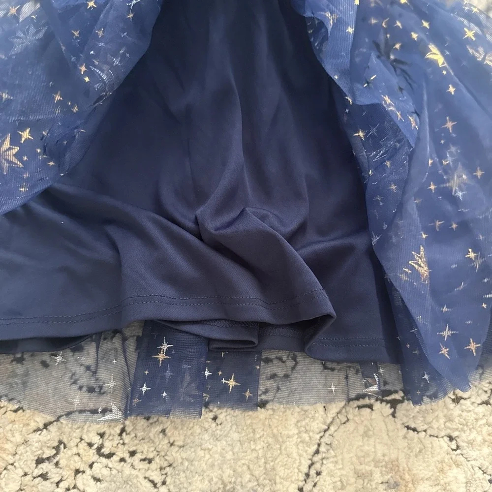 WONDER WOMAN Girls Kid Costume Gold Top Blue Tulle Skirt Size XS 4-5